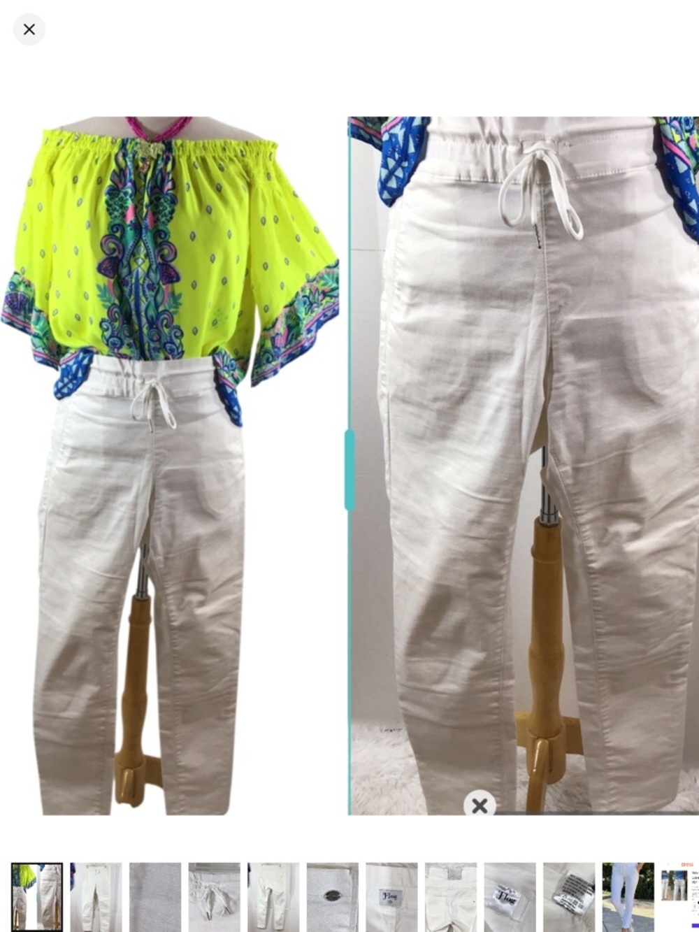 Flog Bevy Flog White check Drawstring Women's Pants 29